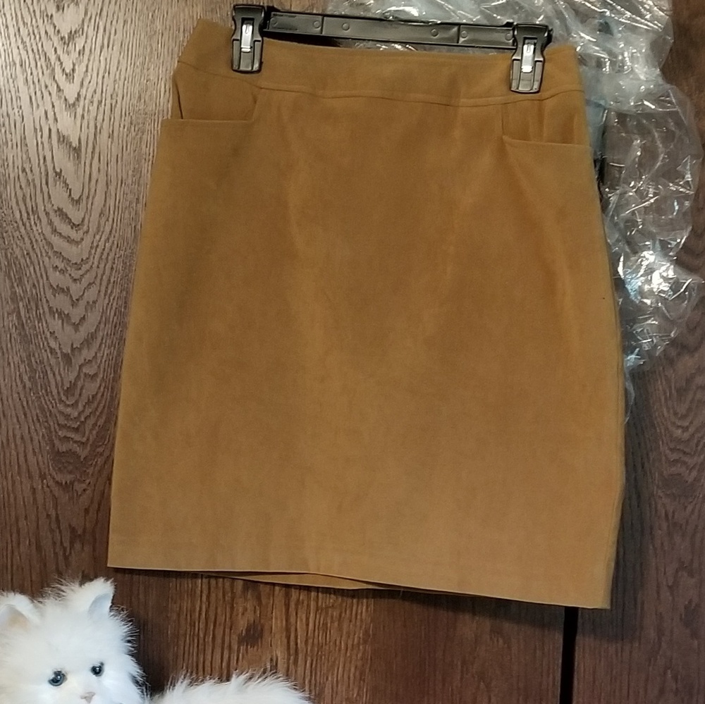 Gantos lite brown suede cloth skirt MADE IN USA